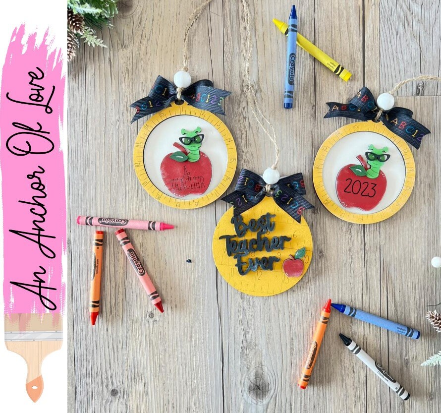 Teacher Christmas Ornament / Book worm ornament / Christmas ornament / School Ornament