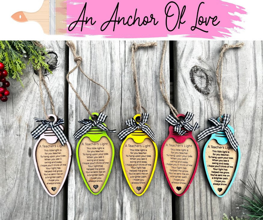 A teacher's light ornament -Personalized Teacher Ornament - Christmas ornaments