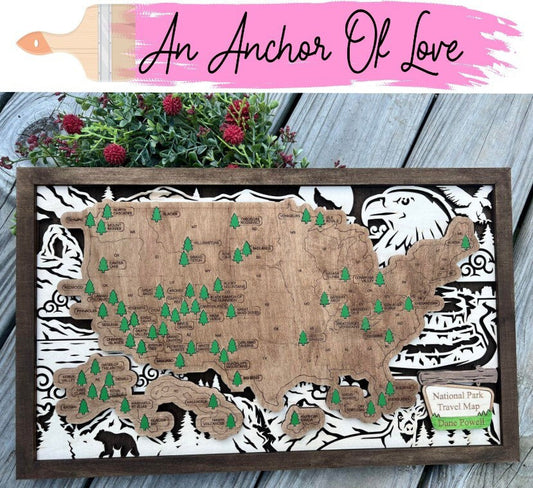 Custom National Park Travel Map, National Parks Marker, National Park Map Tracker, USA Travel Map, Gift For Couple, Gift For Hiker, US Map