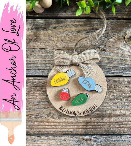 Family Christmas Ornament - Christmas Tree Ornament with Family Names - Christmas Tree Name Ornament with engraved bulbs - 2024