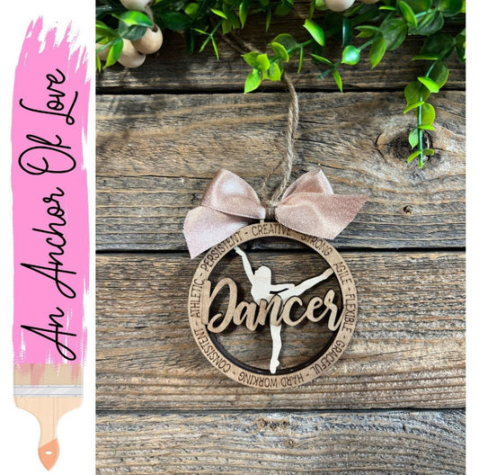 Dance Christmas ornament, dance Christmas gift, dance tree ornament, dance gift, dance laser cut ornament, dance coach gift, dance team gift