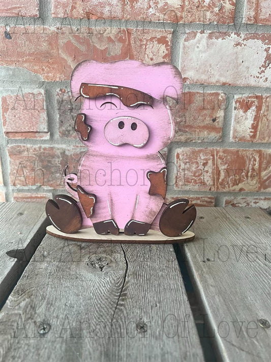 Farmyard Pig base for Interchangeable bows and hats // Farmyard Pig Decoration //Farm Yard Pig Shelf Sitter// Viral Shelf Sitter