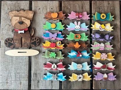 Puppy with Interchangeable bows //Puppy Decoration //Puppy  Shelf Sitter// Viral Shelf Sitter with bow