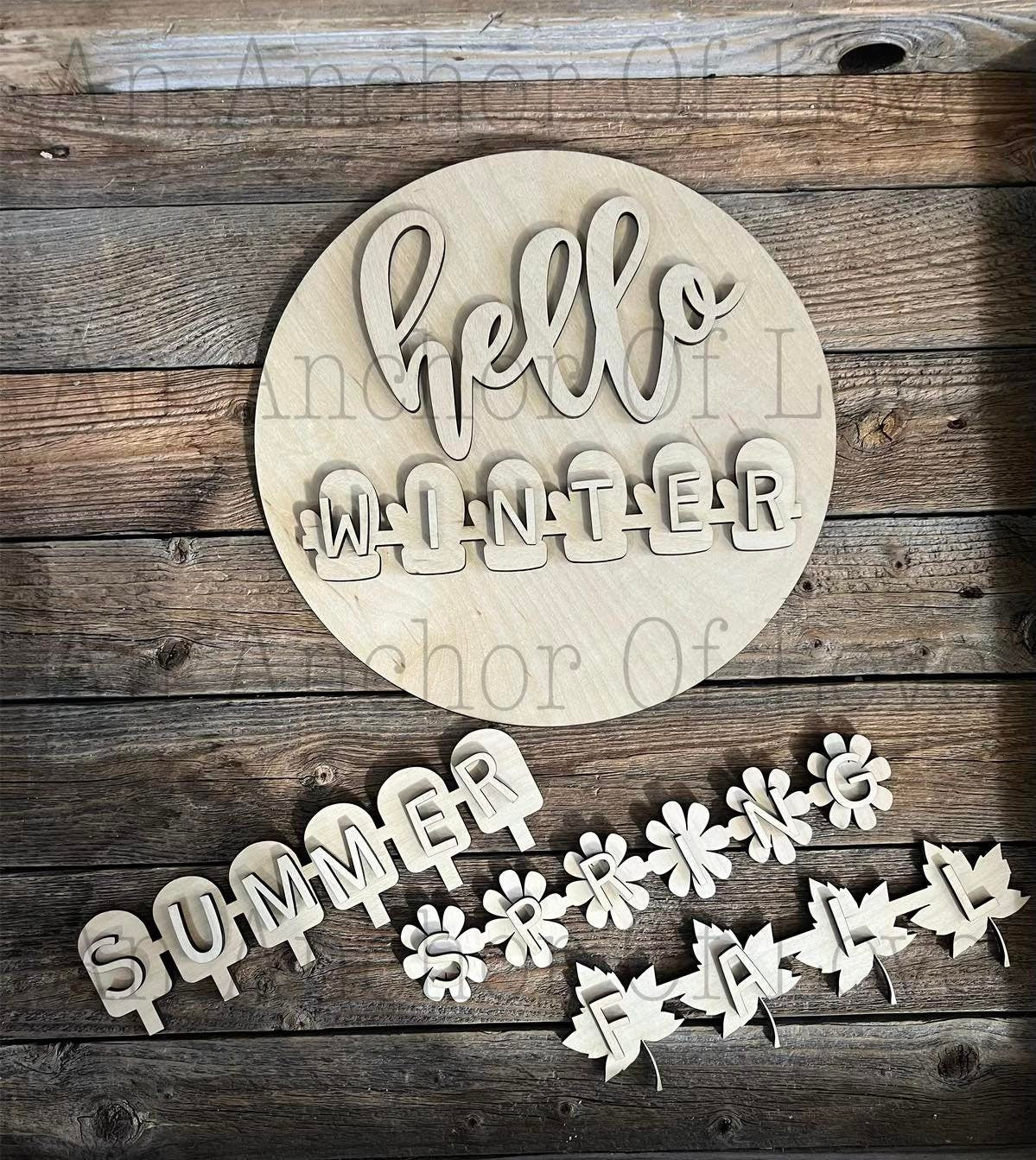 Hello Seasonal Door Hanger  DIY Paint Kit |  Laser Cut Wood Blanks | Holiday DIY Kits