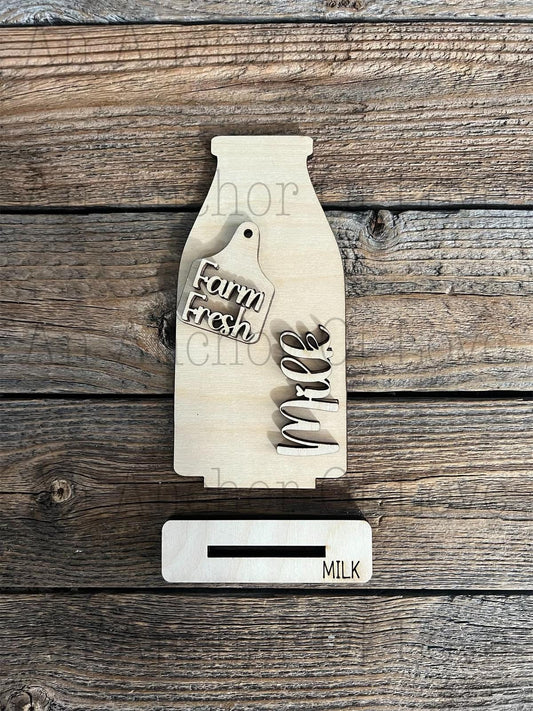 Standing milk DIY Paint Kit | Tiered Tray Laser Cut Wood Blanks | Holiday DIY Kits