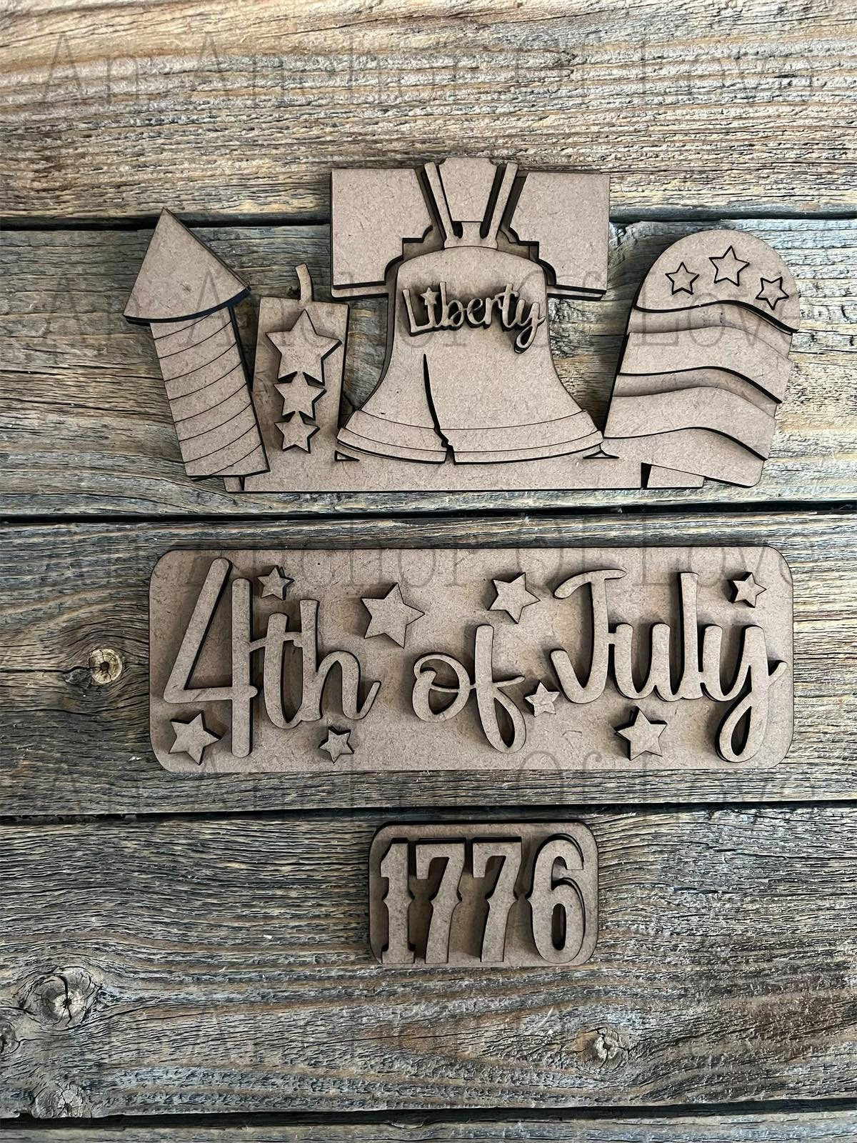12 inch Truck Inserts fourth of july DIY Paint Kit | Winter Tiered Tray Laser Cut Wood Blanks | Holiday DIY Kits
