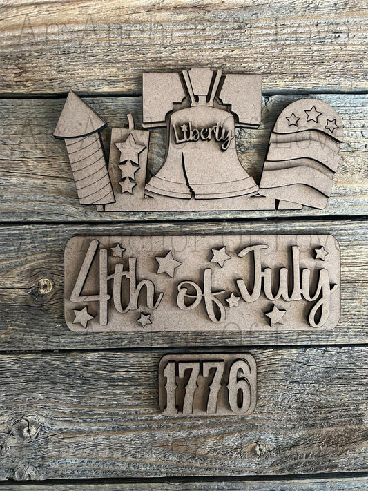 12 inch Truck Inserts fourth of july DIY Paint Kit | Winter Tiered Tray Laser Cut Wood Blanks | Holiday DIY Kits