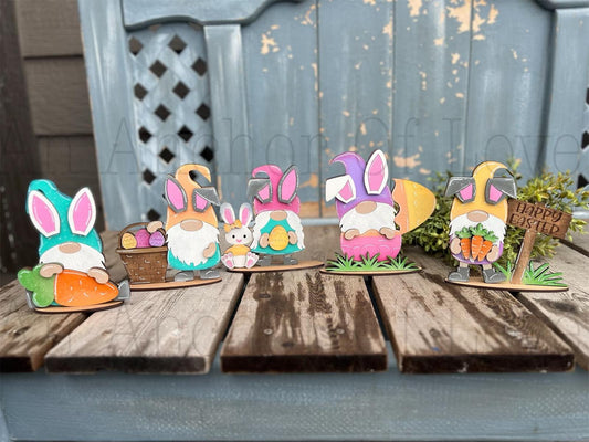 Mini Easter bunny Gnomes tiered tray set-individual pieces, full set and diy available