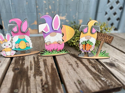 Mini Easter bunny Gnomes tiered tray set-individual pieces, full set and diy available