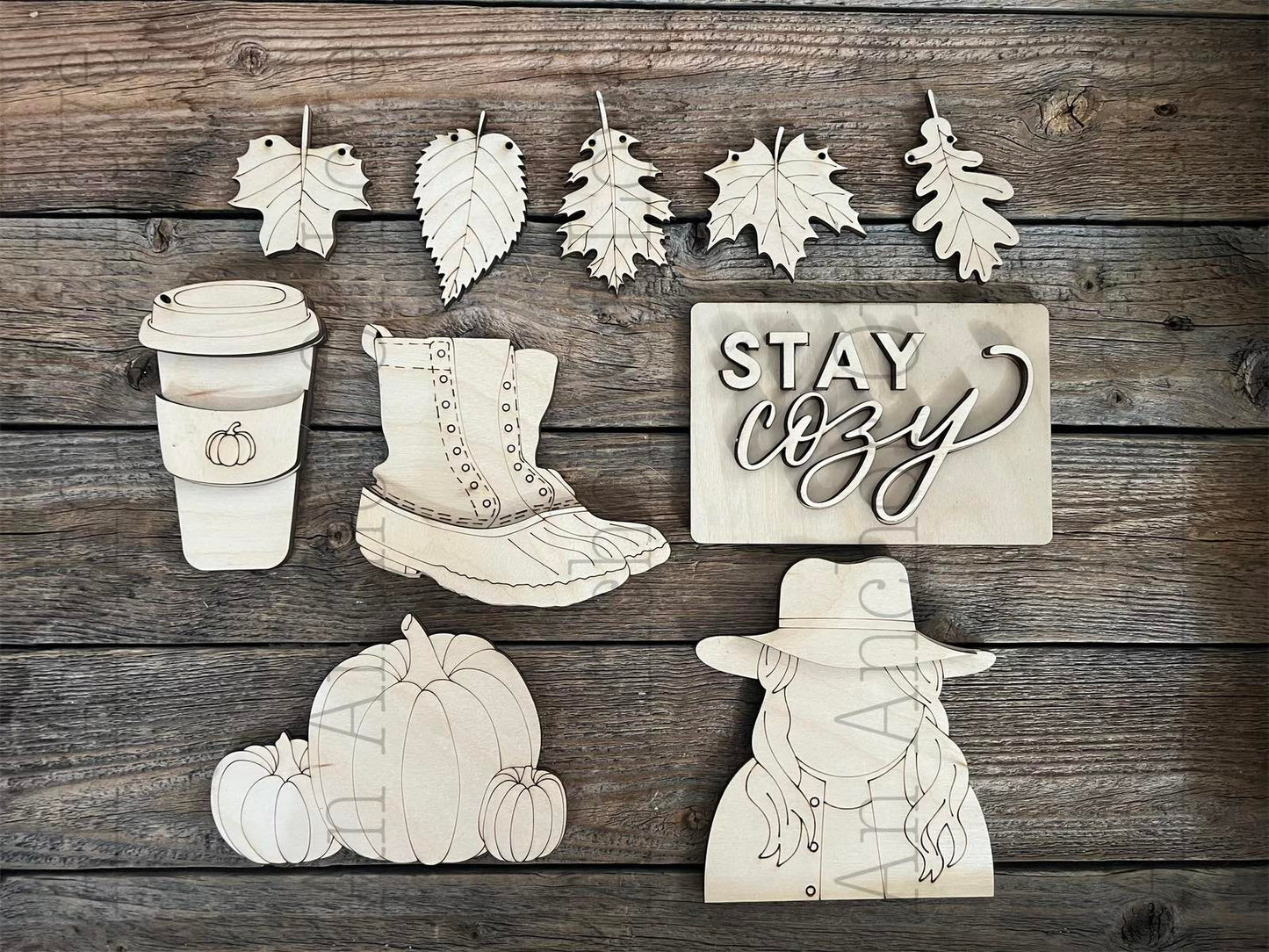 Fall Tiered Tray DIY Paint Kit | Tiered Tray Laser Cut Wood Blanks | Holiday DIY Kits