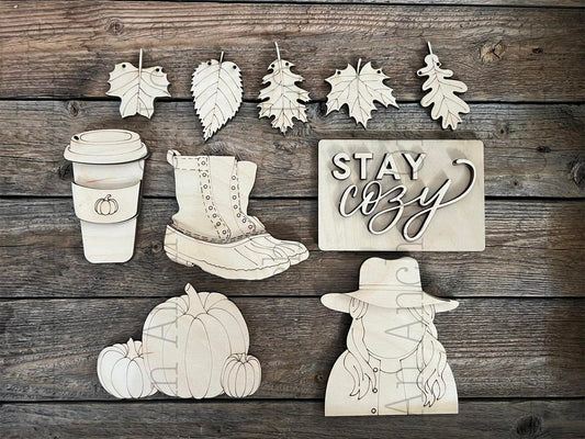 Fall Tiered Tray DIY Paint Kit | Tiered Tray Laser Cut Wood Blanks | Holiday DIY Kits