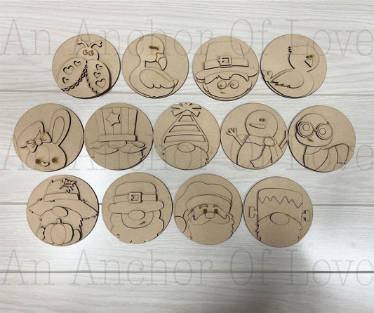 Mini Round Seasonal Inserts vs 2 Tiered Tray DIY Paint Kit | Winter Tiered Tray Laser Cut Wood Blanks | Holiday DIY Kits