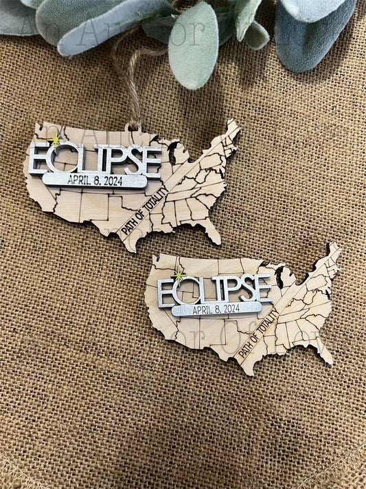 2024 Eclipse Keepsake, Path of totality states magnet or ornament , Eclipse Souvenir wholesale available
