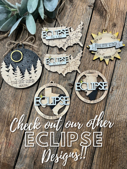 2024 Eclipse Keepsake, Path of totality sun and moon tree ornament , Eclipse Souvenir wholesale available
