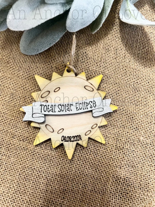 2024 Eclipse Keepsake, Path of totality sun and moon ornament  , Eclipse Souvenir wholesale available