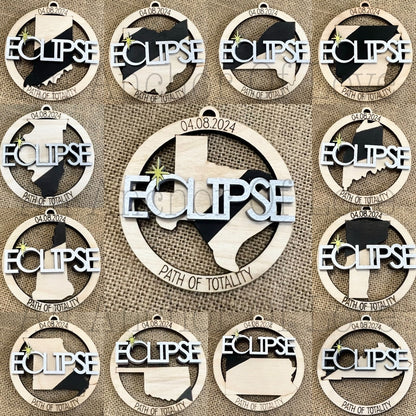2024 Eclipse Keepsake, Path of totality states magnet or ornament , Eclipse Souvenir - 12 different states- wholesale available