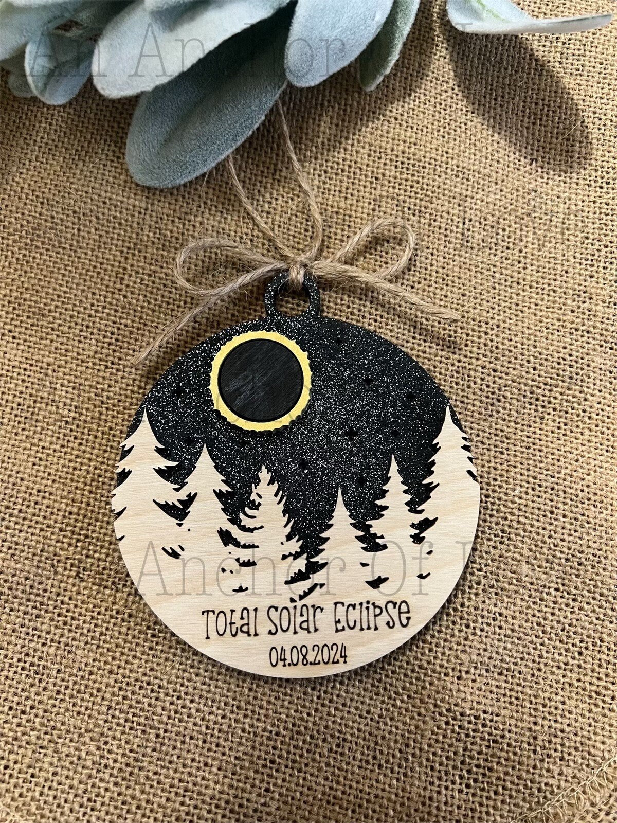 2024 Eclipse Keepsake, Path of totality sun and moon tree ornament , Eclipse Souvenir wholesale available