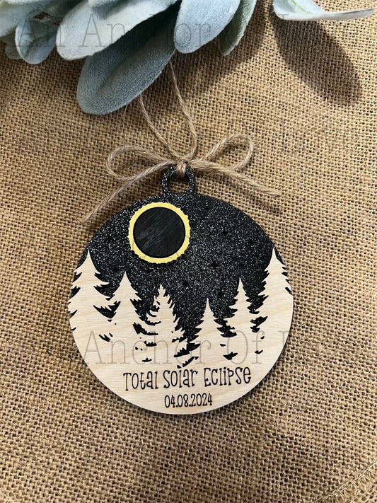 2024 Eclipse Keepsake, Path of totality sun and moon tree ornament , Eclipse Souvenir wholesale available
