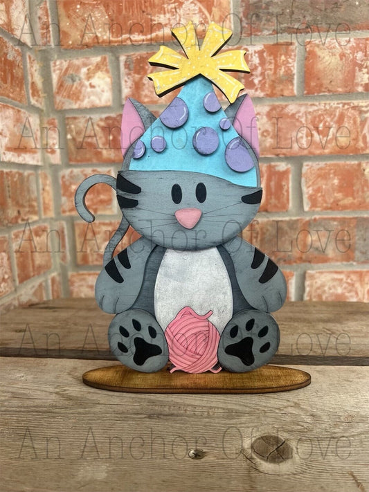 Gray Cat Interchangeable base for hats and bows // // Viral Shelf Sitte
