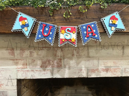 Fourth of July USA patriotic banner -Uncle Sam - Fourth Of July -Firework Sign-Celebration -patriotic banner