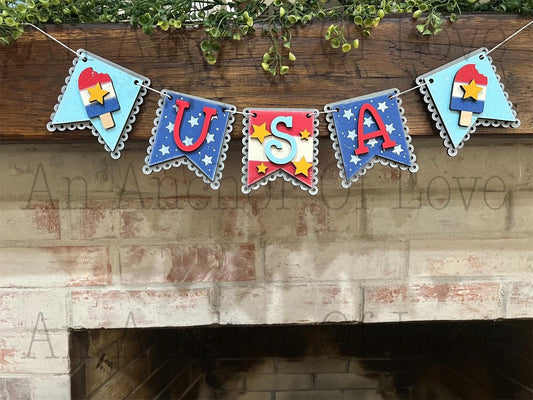 Fourth of July USA patriotic banner -Uncle Sam - Fourth Of July -Firework Sign-Celebration -patriotic banner
