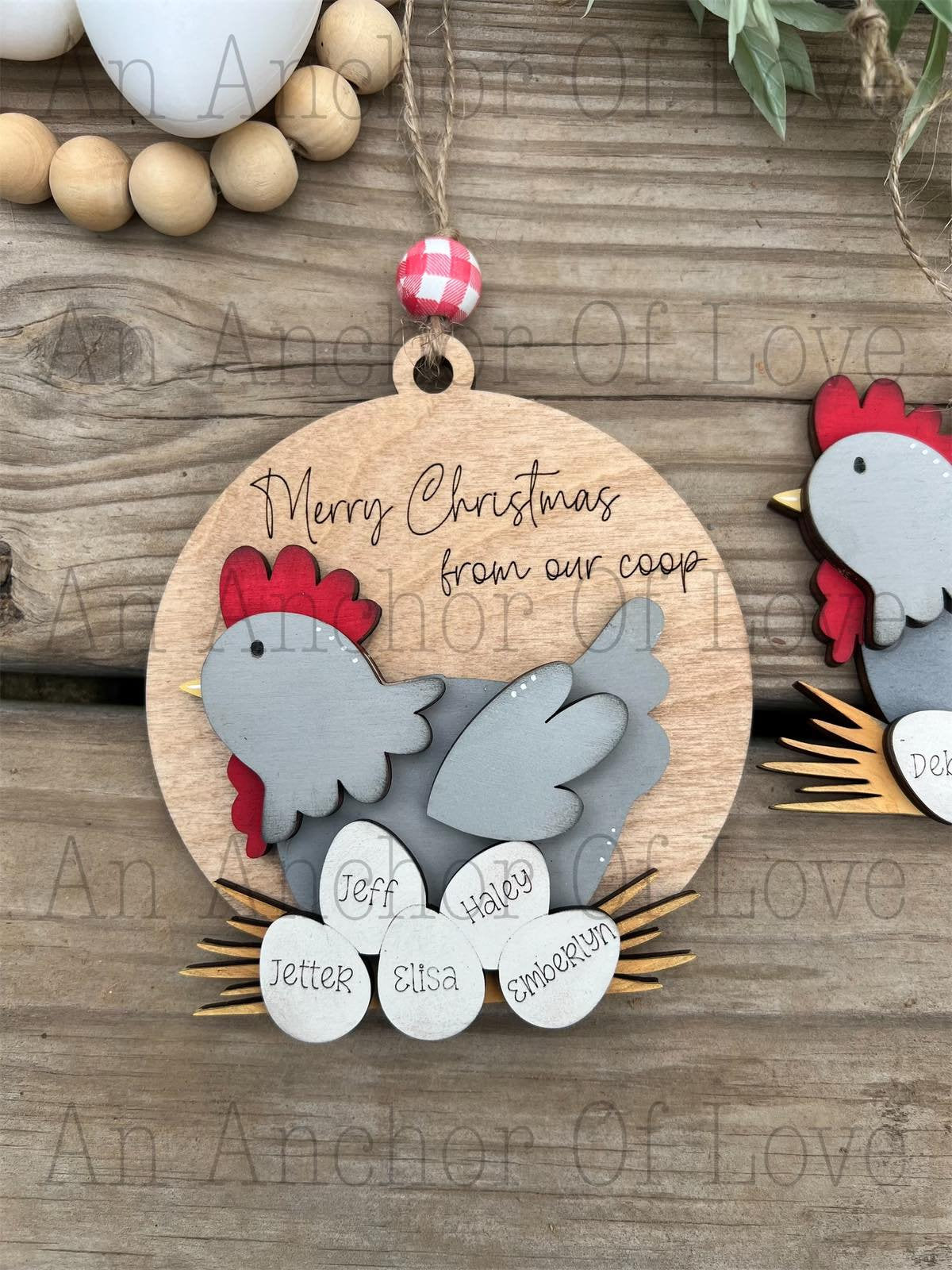 Personalized family Chicken ornament- Christmas ornament / 2024 Christmas ornament /-up to 10 names - personalized family gift