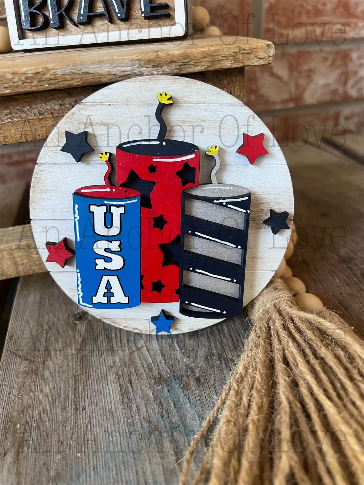 Fireworks fourth of july tiered tray, Patriotic tiered tray, fourth of july decor, bundle or individual available