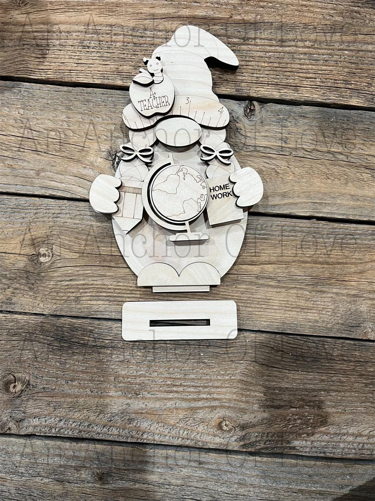 Standing school gnome DIY Paint Kit | Tiered Tray Laser Cut Wood Blanks | Holiday DIY Kits