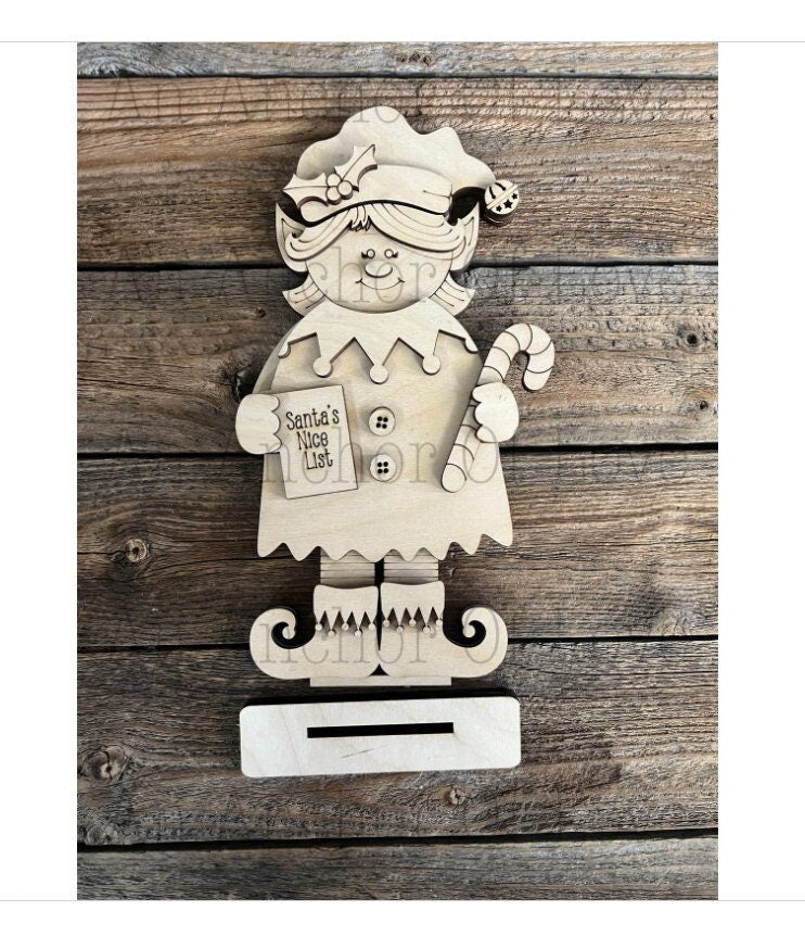 Standing elf DIY Paint Kit |  Laser Cut Wood Blanks | Holiday DIY Kits