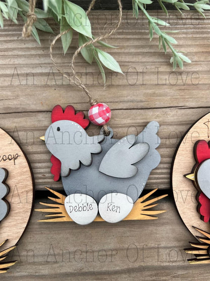 Personalized family Chicken ornament- Christmas ornament / 2024 Christmas ornament /-up to 10 names - personalized family gift