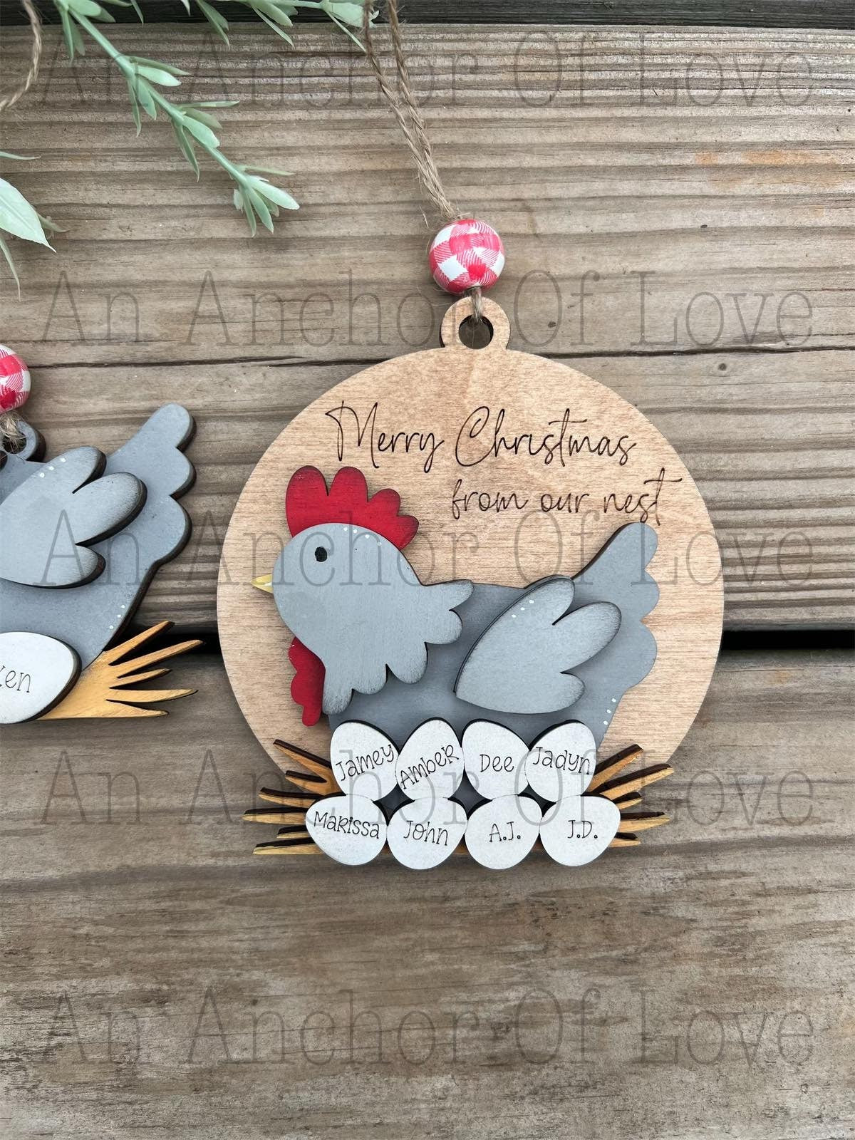Personalized family Chicken ornament- Christmas ornament / 2024 Christmas ornament /-up to 10 names - personalized family gift