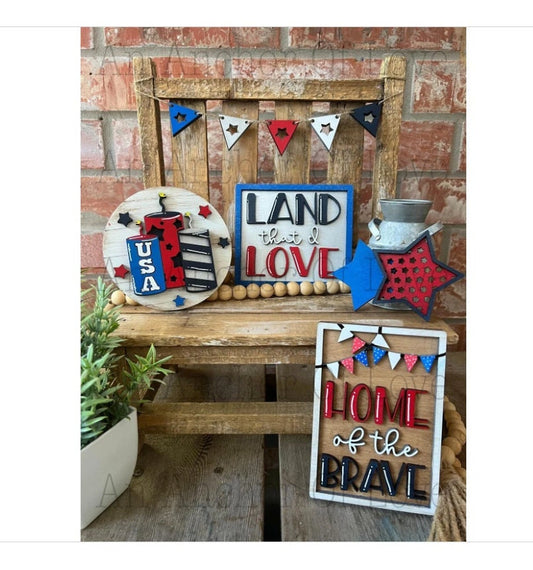 Fireworks fourth of july tiered tray, Patriotic tiered tray, fourth of july decor, bundle or individual available