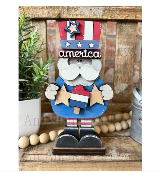 Standing Mini Uncle Sam | Uncle Sam | Fourth of July | Uncle Sam Shelf Sitter | July 4th | 4th of July Decor | Americana decor