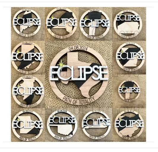 2024 Eclipse Keepsake, Path of totality states magnet or ornament , Eclipse Souvenir - 12 different states- wholesale available