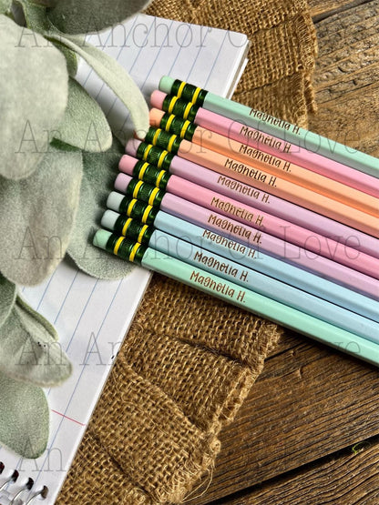 Custom Laser Engraved Wooden pencils-great for back to school-Personalized Engraved Pencils, Ticonderoga #2, pastel color Ticonderoga