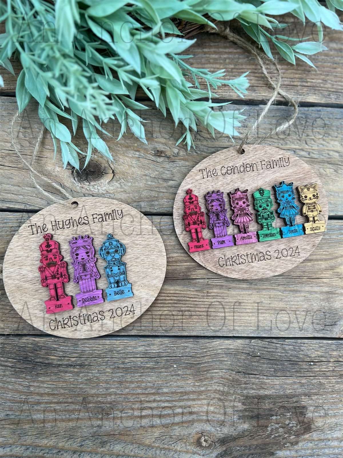 Custom personalized family Christmas nutcracker ornament, Family ornaments, custom ornaments, custom Christmas ornaments, -2024 Ornament
