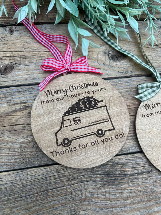 Delivery Driver UPS United Parcel Express Thank you Appreciation Ornament