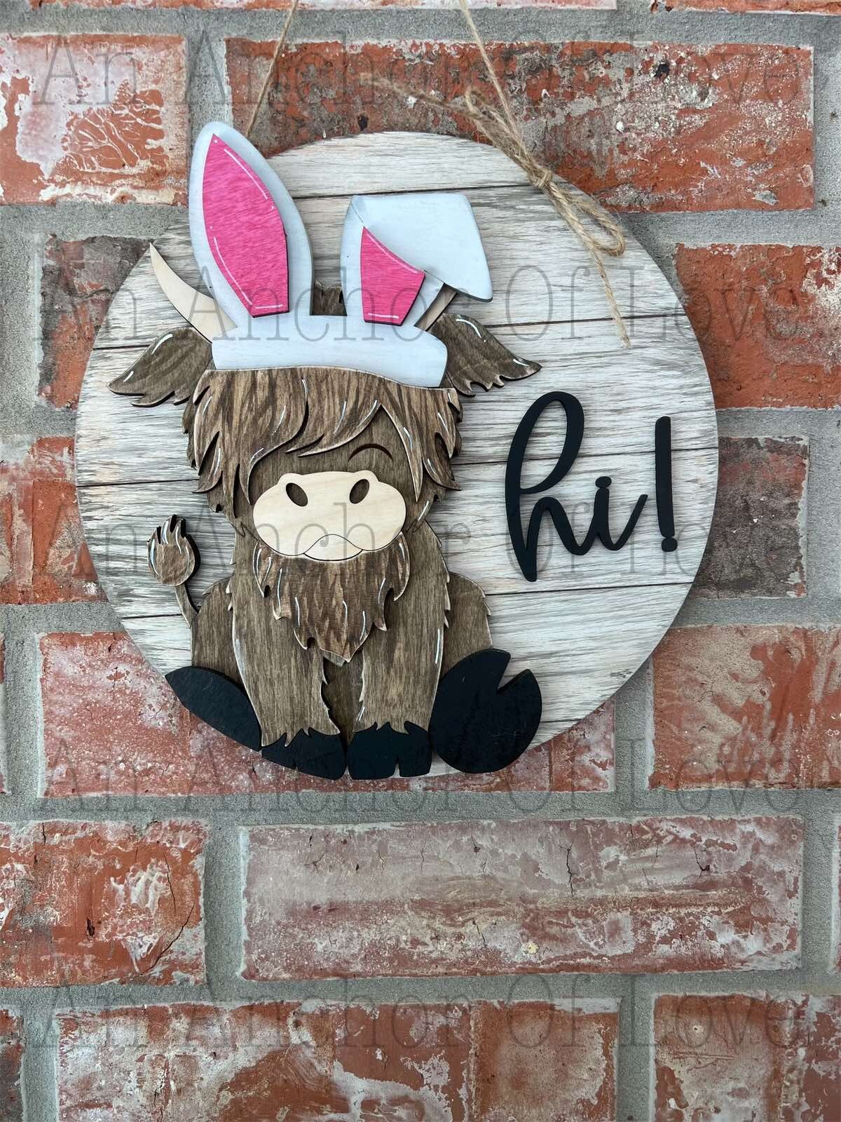 Highland Cow Interchangeable door hanger complete bundle with hats //Highland Cow // Viral Shelf Sitter-