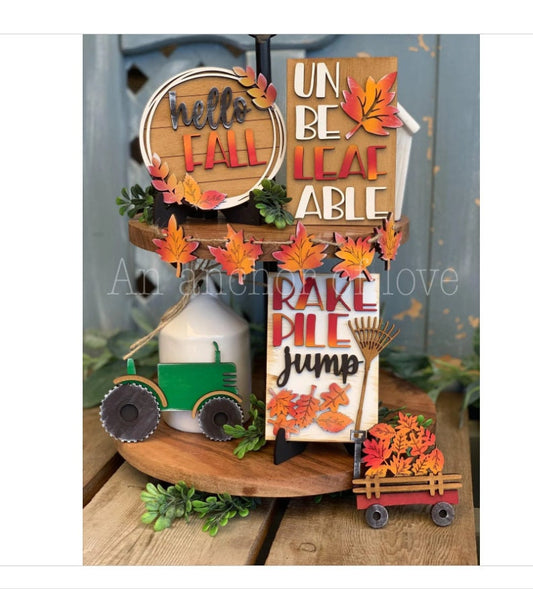 Hello Fall Tiered Tray Decor-Fall Tiered Tray Decor-Fall decorations
