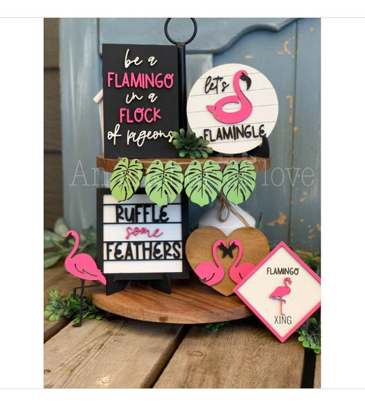 Lets flamingo tiered tray set