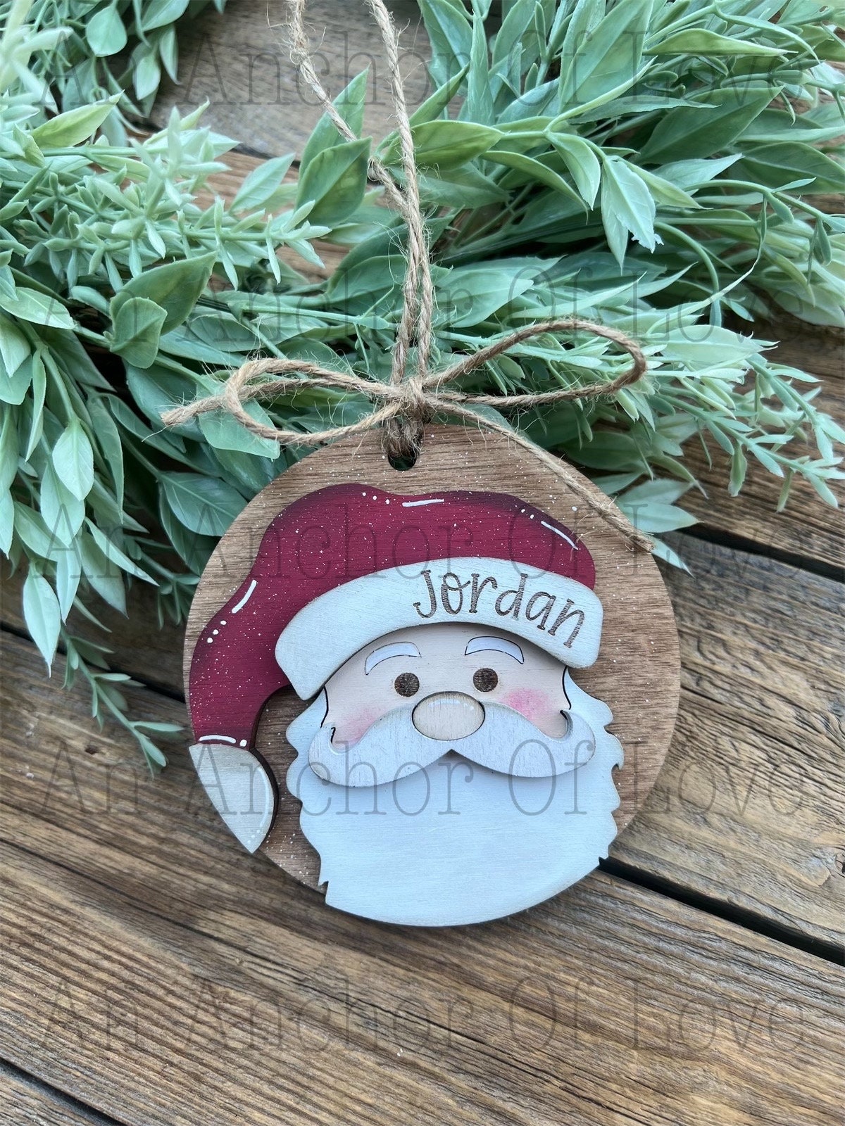Personalized hand painted Santa Christmas Ornament -Happy Holidays - Christmas ornaments