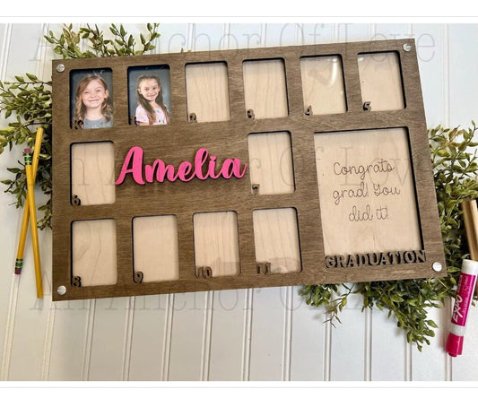 School Years Photo Frame | K to Graduation Picture Frame | Wallet Photos | 5 X 7 Photo