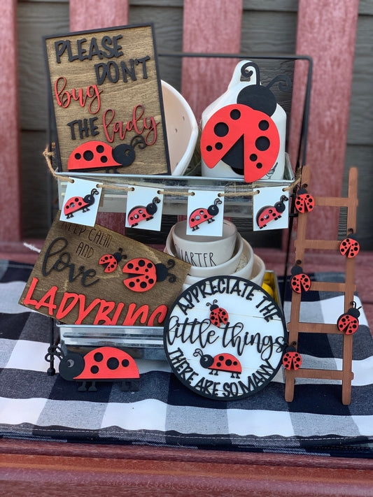 Lady bug tiered tray set | diy set | finished set | single signs available