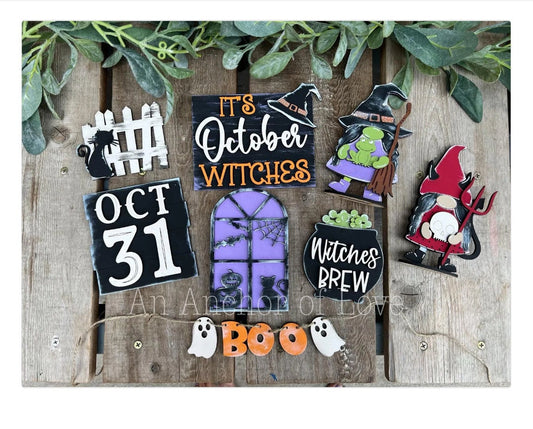 It's October Witches Halloween Tiered Tray Decor-Halloween tiered tray-Halloween Decor