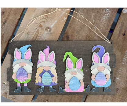 Easter Bunny Gnome Sign, Easter Sign, Hanging Easter Gnome Sign, Easter Gnome Sign, Easter door hanger, Bunny Gnome