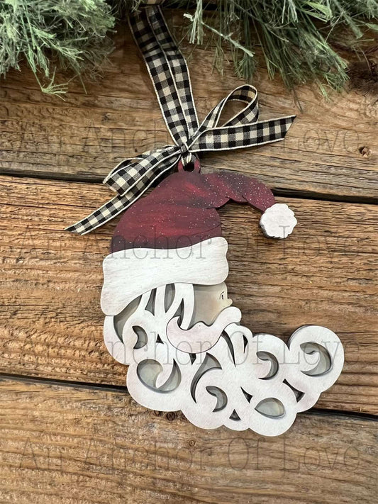 Whimsical Santa - hand painted Christmas - Santa ornament
