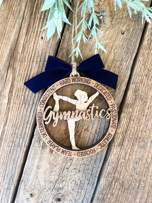 Gymnastics Christmas ornament, gymnasticsChristmas gift, gymnastics tree ornament, gymnastics gift, gymnastics laser cut ornament,