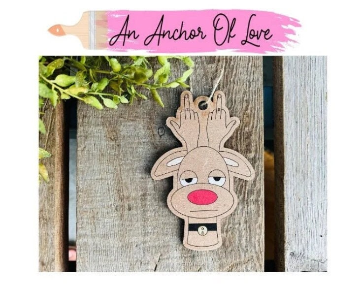 Funny Reindeer Ornament -Christmas ornament- Christmas gag gift- Christmas Middle Finger Ornament