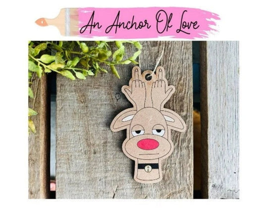 Funny Reindeer Ornament -Christmas ornament- Christmas gag gift- Christmas Middle Finger Ornament