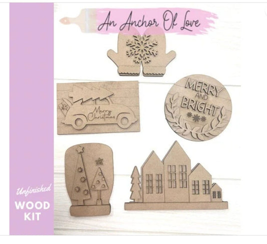 Winterwonderland  DIY Paint Kit | Winter Tiered Tray Laser Cut Wood Blanks | Holiday DIY Kits